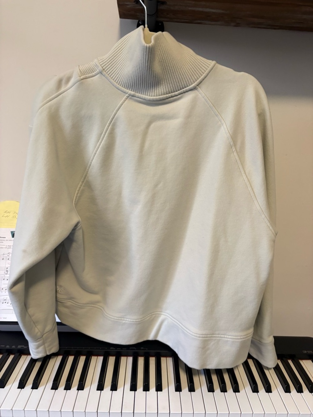 Athleta Cream Ribbed Half-Zip Pullover - Picture 3 of 4